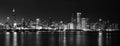 Chicago Skyline at Night Black and White Royalty Free Stock Photo