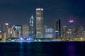 Chicago Skyline at Night with CPD Tribute Royalty Free Stock Photo