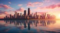 Chicago skyline by night