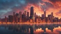 Chicago skyline by night