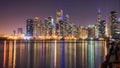 Chicago Skyline at Night with Lake Michigan Royalty Free Stock Photo