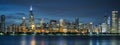 Chicago Skyline By Night, Panoramic View