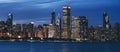 Chicago skyline by night Royalty Free Stock Photo