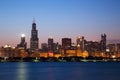 Chicago Skyline Panorama at Dusk Royalty Free Stock Photo