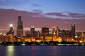 Chicago Skyline Panorama at Dusk Royalty Free Stock Photo