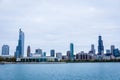 Chicago skyline panorama in the fall on overcast day Royalty Free Stock Photo