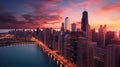 Chicago skyline reflection Royalty Free Stock Photo