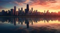 Chicago skyline reflection Royalty Free Stock Photo