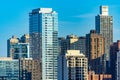 Chicago Skyline Scene in the Gold Coast and Old Town Neighborhoods Royalty Free Stock Photo