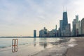 Chicago Skyline seen from the Lakefront Trail along Lake Michigan Royalty Free Stock Photo