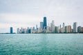 The Chicago skyline, seen from North Avenue Beach in Chicago, Illinois Royalty Free Stock Photo