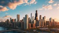 Chicago skyline silhouette Royalty Free Stock Photo