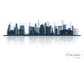 Chicago skyline silhouette with reflection. Royalty Free Stock Photo