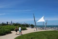 Chicago skyline and 31st Street harbor on south side of city
