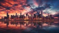 Chicago skyline at sunset Royalty Free Stock Photo