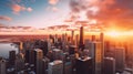 Chicago skyline at sunset Royalty Free Stock Photo