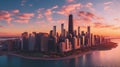 Chicago skyline at sunset Royalty Free Stock Photo
