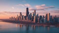 Chicago skyline at sunset Royalty Free Stock Photo