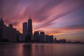 Chicago skyline at sunset Royalty Free Stock Photo