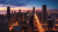 Chicago skyline at sunset Royalty Free Stock Photo