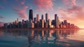 Chicago skyline at sunset Royalty Free Stock Photo