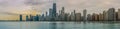 Chicago Skyline Sunset with Lake Michigan Royalty Free Stock Photo