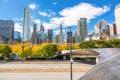 Chicago skyline view from autumn park, city of Chicago downtown skyscrapers cityscape, Illinois, USA Royalty Free Stock Photo