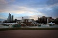 Chicago skyscrapers view and fountain in Grant Park, Illinois, USA Royalty Free Stock Photo