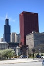 Chicago Street Corner and Skyline Royalty Free Stock Photo