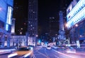 Chicago street by night with light trails Royalty Free Stock Photo
