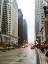 Chicago street scene on wet dreary day