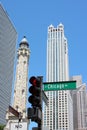 Chicago Street and the Water Tower Royalty Free Stock Photo