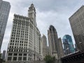 Chicago streets. Skyscrapers and sky. Geometry of walls, stairs and windows of a modern city Royalty Free Stock Photo