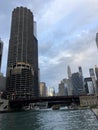 Chicago streets. View on riverwalk