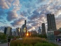 Chicago sunset in the clouds Royalty Free Stock Photo