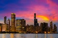 Chicago at sunset, Illinois Royalty Free Stock Photo