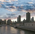 Chicago sunset skyline in summer Royalty Free Stock Photo