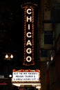 The Chicago Theatre lit up sign