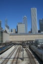 Chicago Trains and Skyscrapers Royalty Free Stock Photo