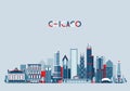 Chicago United States City Skyline Vector Trendy