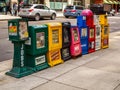 Chicago, United States - Newspaper vending machines on the street