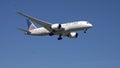 United Airlines Boeing 787 Dreamliner in flight preparing to land at Chicago O'Hare Airport Royalty Free Stock Photo