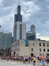 2021 Bank of America Chicago Marathon runners racing down Monroe Street Royalty Free Stock Photo