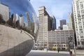 CHICAGO, USA - APRIL 02: Cloud Gate and Chicago skyline on April Royalty Free Stock Photo