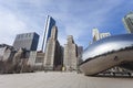 CHICAGO, USA - APRIL 02: Cloud Gate and Chicago skyline on April Royalty Free Stock Photo