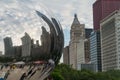 Famous cloud gate art sculpture in downtown Chicago