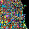 Chicago, USA, Colorful Vector Map on Black