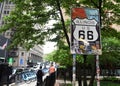 Chicago, USA - June 06, 2018: Historic Route 66 Begin Sign in Ch