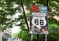 Chicago, USA - June 06, 2018: Historic Route 66 Begin Sign in Ch Royalty Free Stock Photo