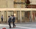 Chicago, USA - June 06, 2018:People near the office Deloitte com Royalty Free Stock Photo